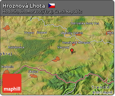 Satellite 3D Map of Hroznová Lhota