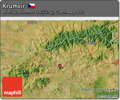 Satellite 3D Map of Krumvíř