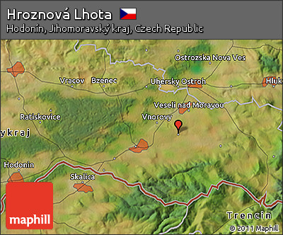 Satellite 3D Map of Hroznová Lhota