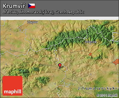 Satellite 3D Map of Krumvíř