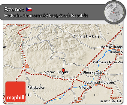 Shaded Relief 3D Map of Bzenec