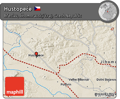 Shaded Relief 3D Map of Hustopeče