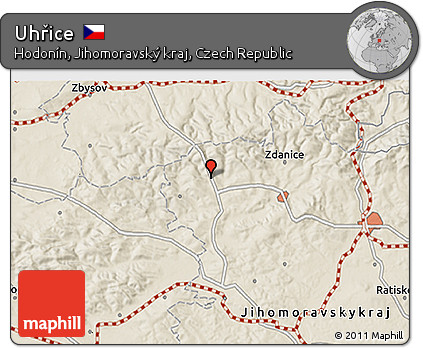 Shaded Relief 3D Map of Uhřice