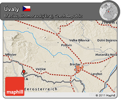 Shaded Relief 3D Map of Úvaly