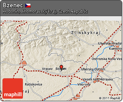 Shaded Relief 3D Map of Bzenec