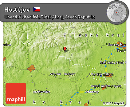 Physical Map of Hostějov