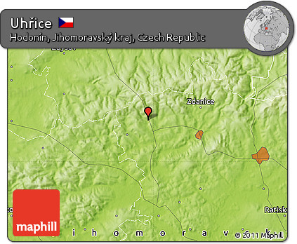 Physical Map of Uhřice