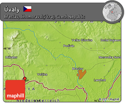 Physical Map of Úvaly