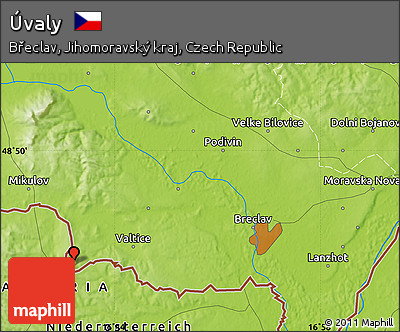 Physical Map of Úvaly
