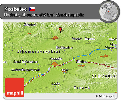 Physical Panoramic Map of Kostelec