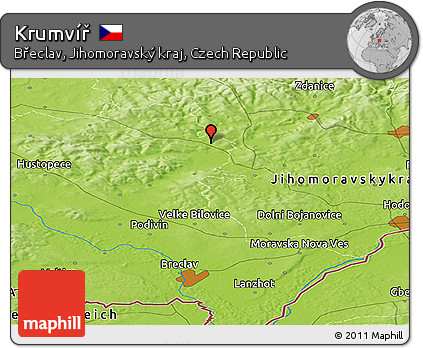 Physical Panoramic Map of Krumvíř