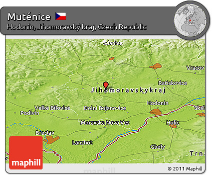 Physical Panoramic Map of Mutěnice