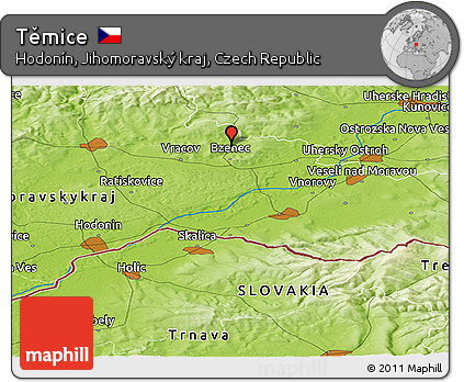 Physical Panoramic Map of Těmice