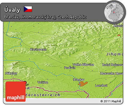 Physical Panoramic Map of Úvaly