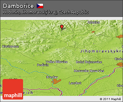 Physical Panoramic Map of Dambořice