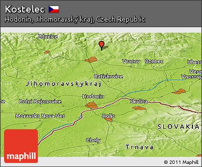 Physical Panoramic Map of Kostelec