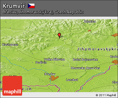 Physical Panoramic Map of Krumvíř