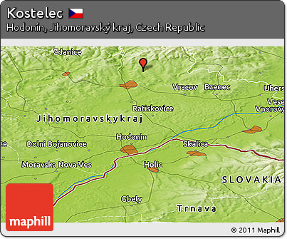 Physical Panoramic Map of Kostelec