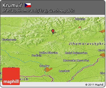 Physical Panoramic Map of Krumvíř