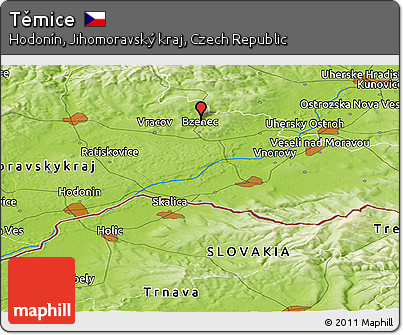 Physical Panoramic Map of Těmice
