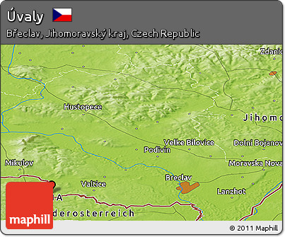 Physical Panoramic Map of Úvaly