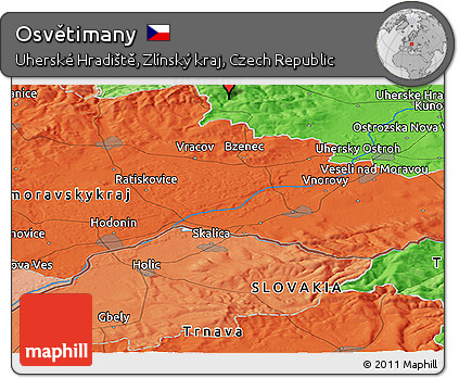 Political Panoramic Map of Osvětimany