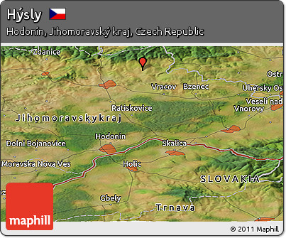 Satellite Panoramic Map of Hýsly