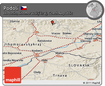 Shaded Relief Panoramic Map of Podolí