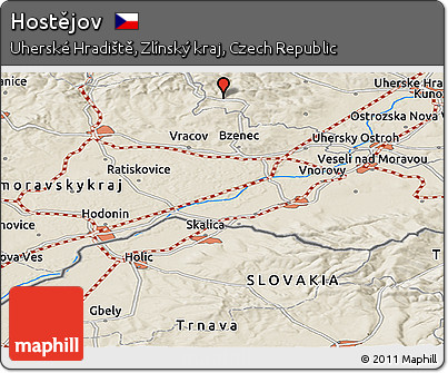 Shaded Relief Panoramic Map of Hostějov