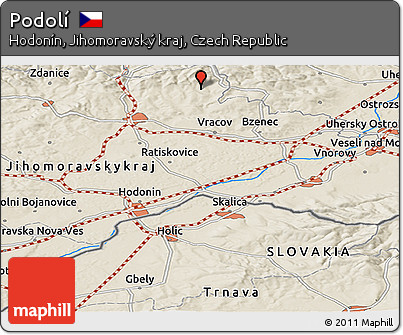 Shaded Relief Panoramic Map of Podolí