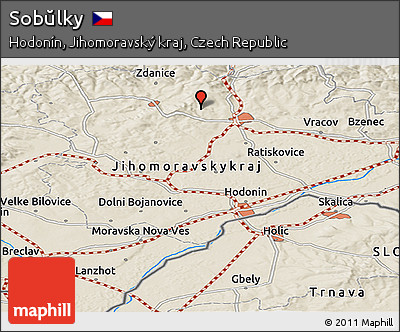 Shaded Relief Panoramic Map of Sobŭlky