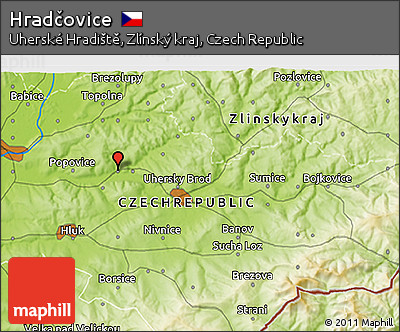 Physical 3D Map of Hradčovice