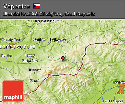 Physical 3D Map of Vápenice