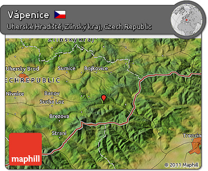 Satellite 3D Map of Vápenice