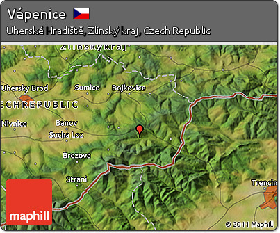 Satellite 3D Map of Vápenice