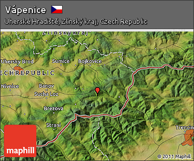 Satellite 3D Map of Vápenice