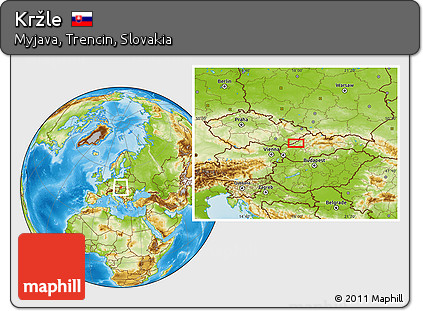 Physical Location Map of Kržle