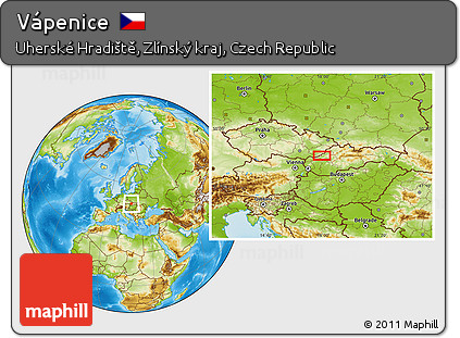 Physical Location Map of Vápenice