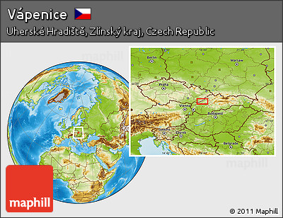 Physical Location Map of Vápenice