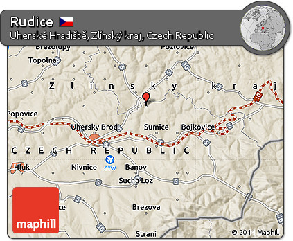 Shaded Relief Map of Rudice
