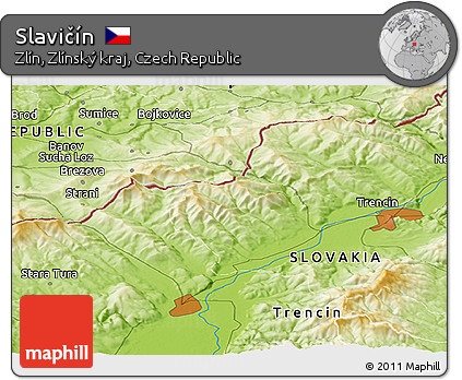 Physical Panoramic Map of Slavičín