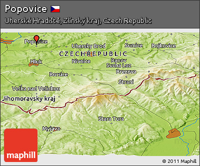 Physical Panoramic Map of Popovice