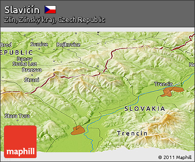 Physical Panoramic Map of Slavičín