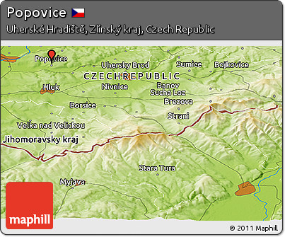Physical Panoramic Map of Popovice