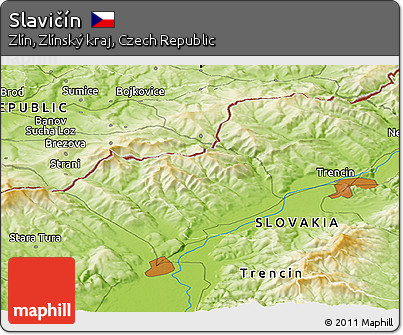 Physical Panoramic Map of Slavičín