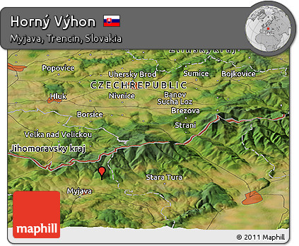 Satellite Panoramic Map of Horný Výhon