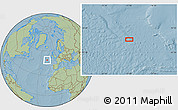 Savanna Style Location Map of the area around 48° 54' 57" N, 17° 46' 29" W, hill shading