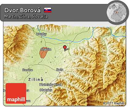 Physical 3D Map of Dvor Borová