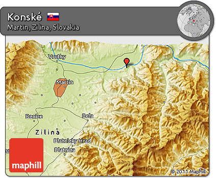 Physical 3D Map of Konské