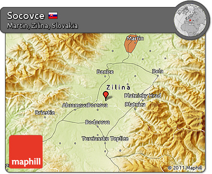 Physical 3D Map of Socovce